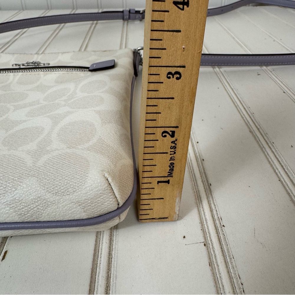 Coach CF340 Crossbody Bag Signature Mini rowan File‎ Mist Purple Silver Hardware - Picture 13 of 15